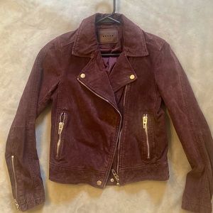 Blank NYC Genuine Suede Moto Jacket in Purple / Plum